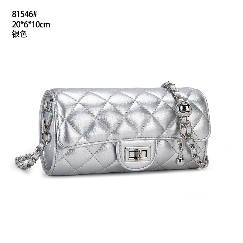 【佐伊甄选】QYX-81546-银色轻奢女士时尚百搭小众真皮单肩挎包