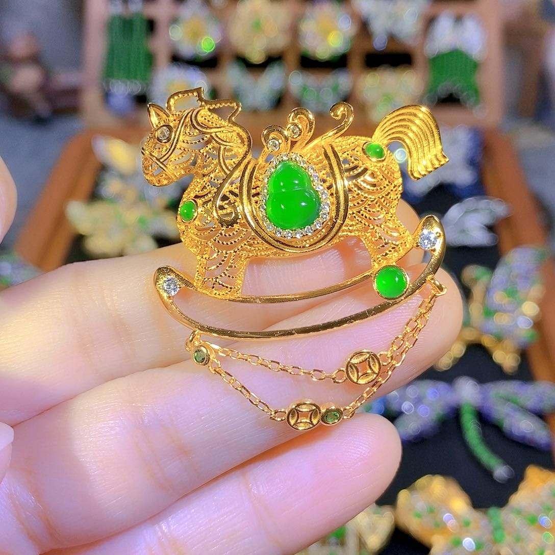 吊坠(不含链)银S925镶嵌翡翠