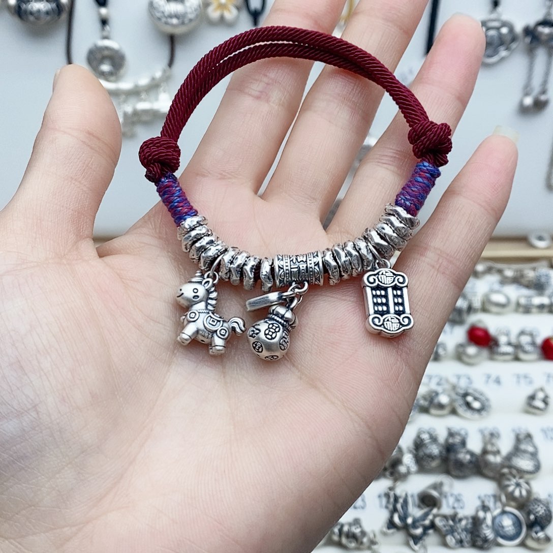 足银锦纶做旧盘缠足银