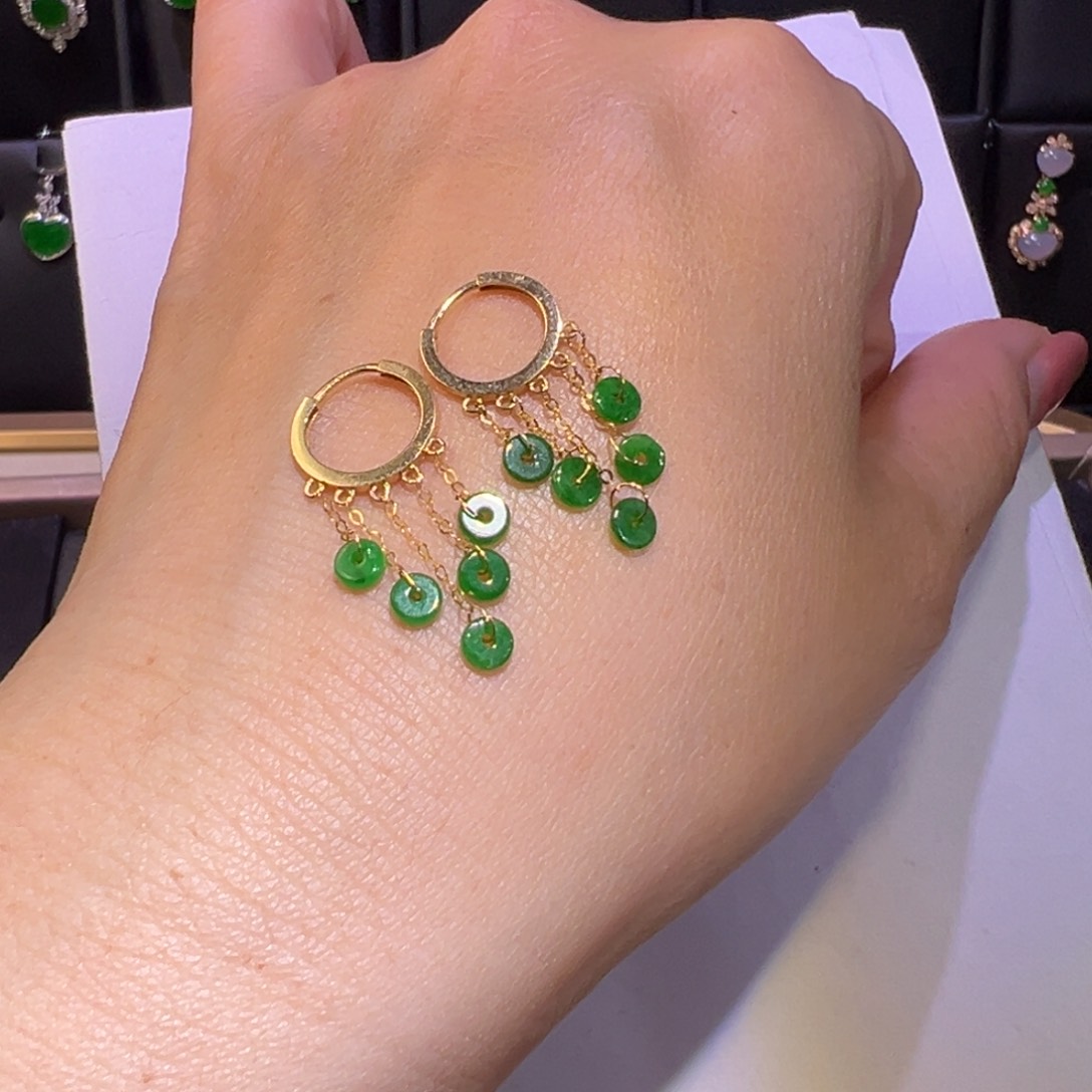 翡翠颈饰18K金镶嵌耳环