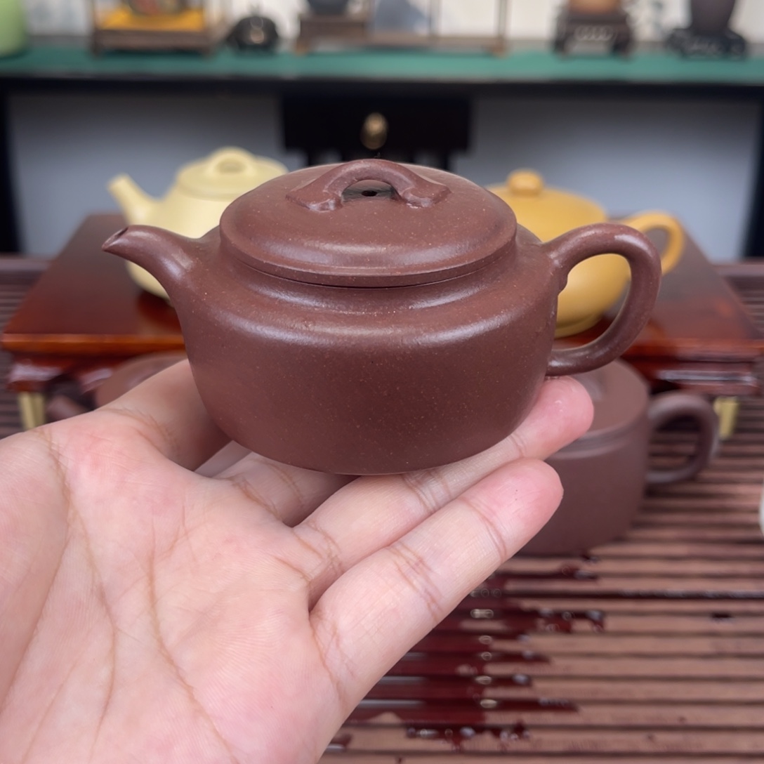 紫砂茶壶120毫升半手工紫泥如意