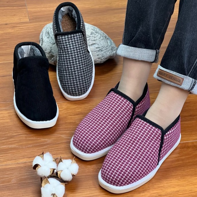 【新款丝棉棉鞋】防滑冬季保暖加绒加厚居家外穿情侣软底手工棉鞋