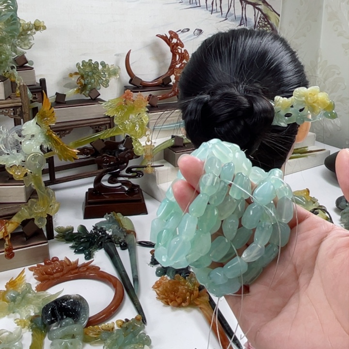 岫玉发饰未镶嵌岫玉天晴冻手串一串价格