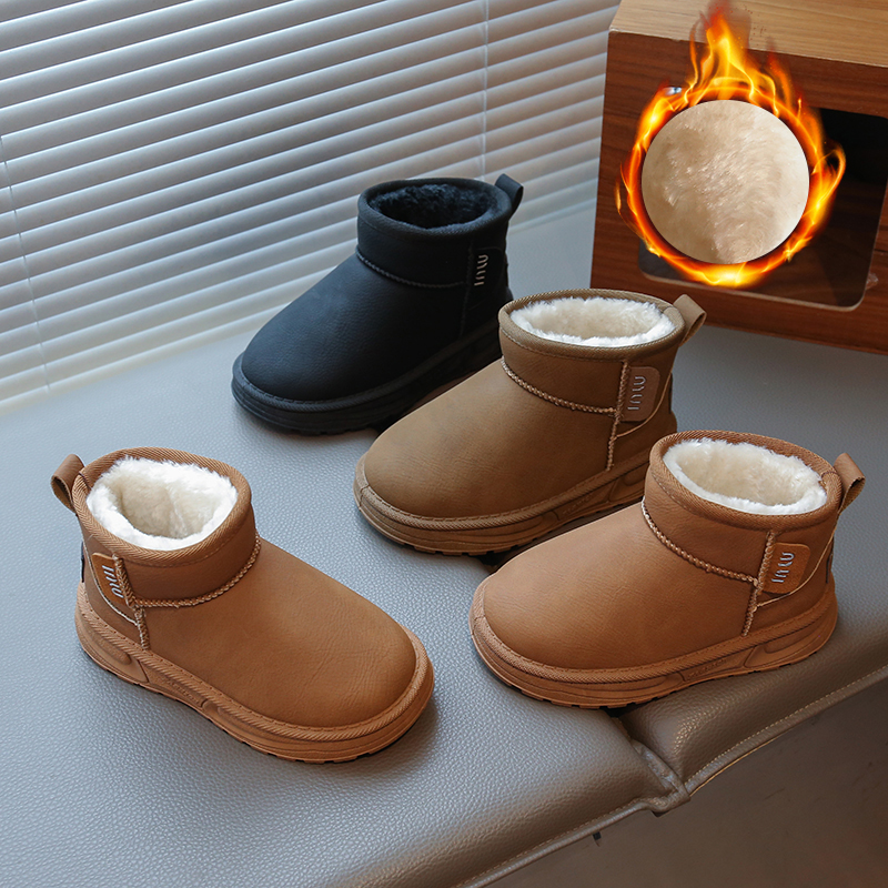 儿童雪地靴2025冬季新款女童短靴加绒加厚男童保暖棉靴雪地棉