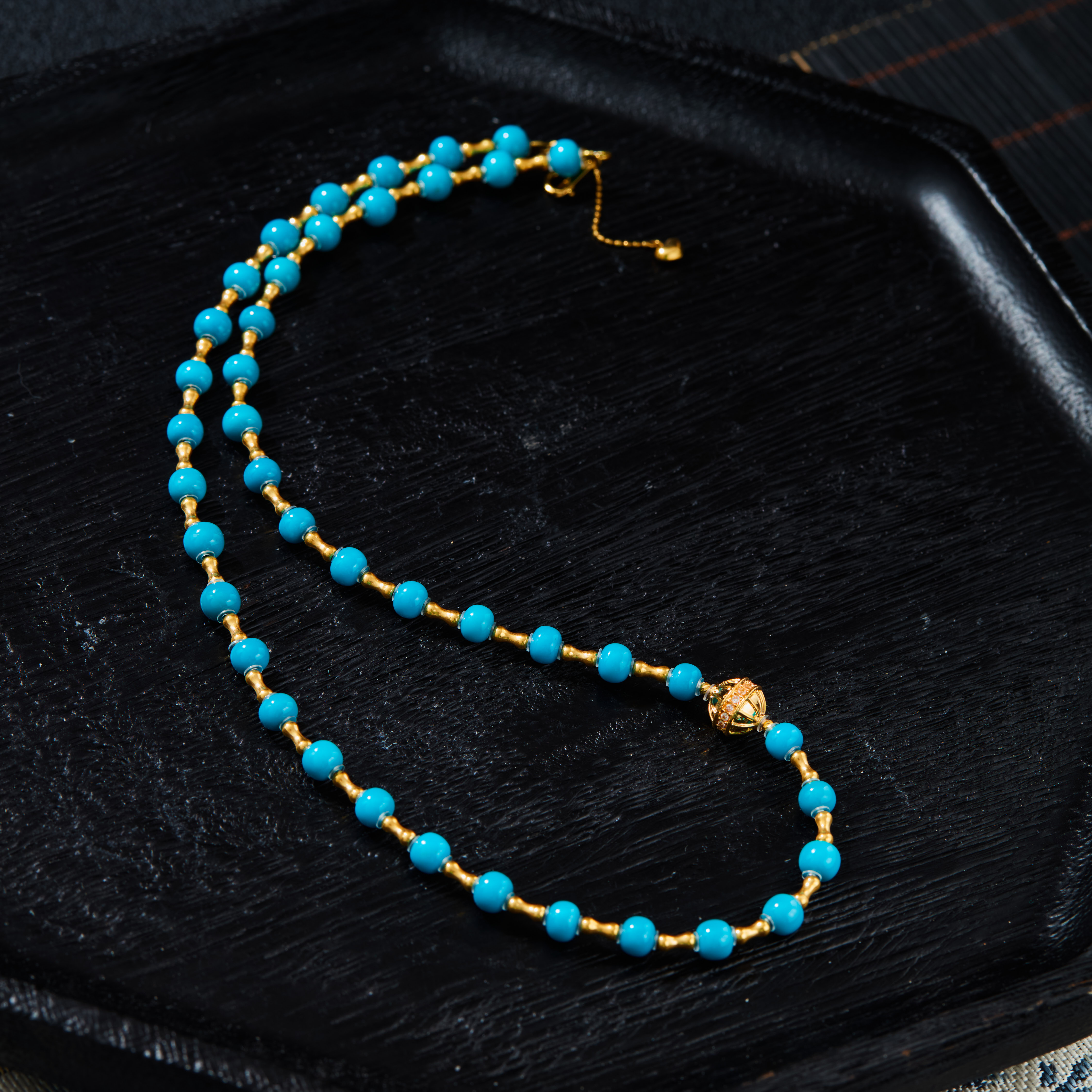 【云上雅岚】寂雪初丨C52687-18K绿松项链-5mm-多样性发一件