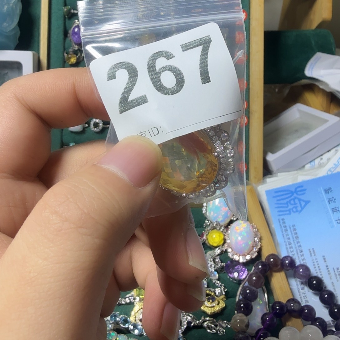 晚***情黄晶颈饰银S925镶嵌