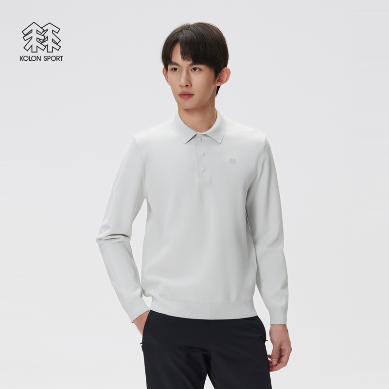 KOLON SPORT可隆户外休闲衣男士通勤一体织长袖POLO内搭保罗衫