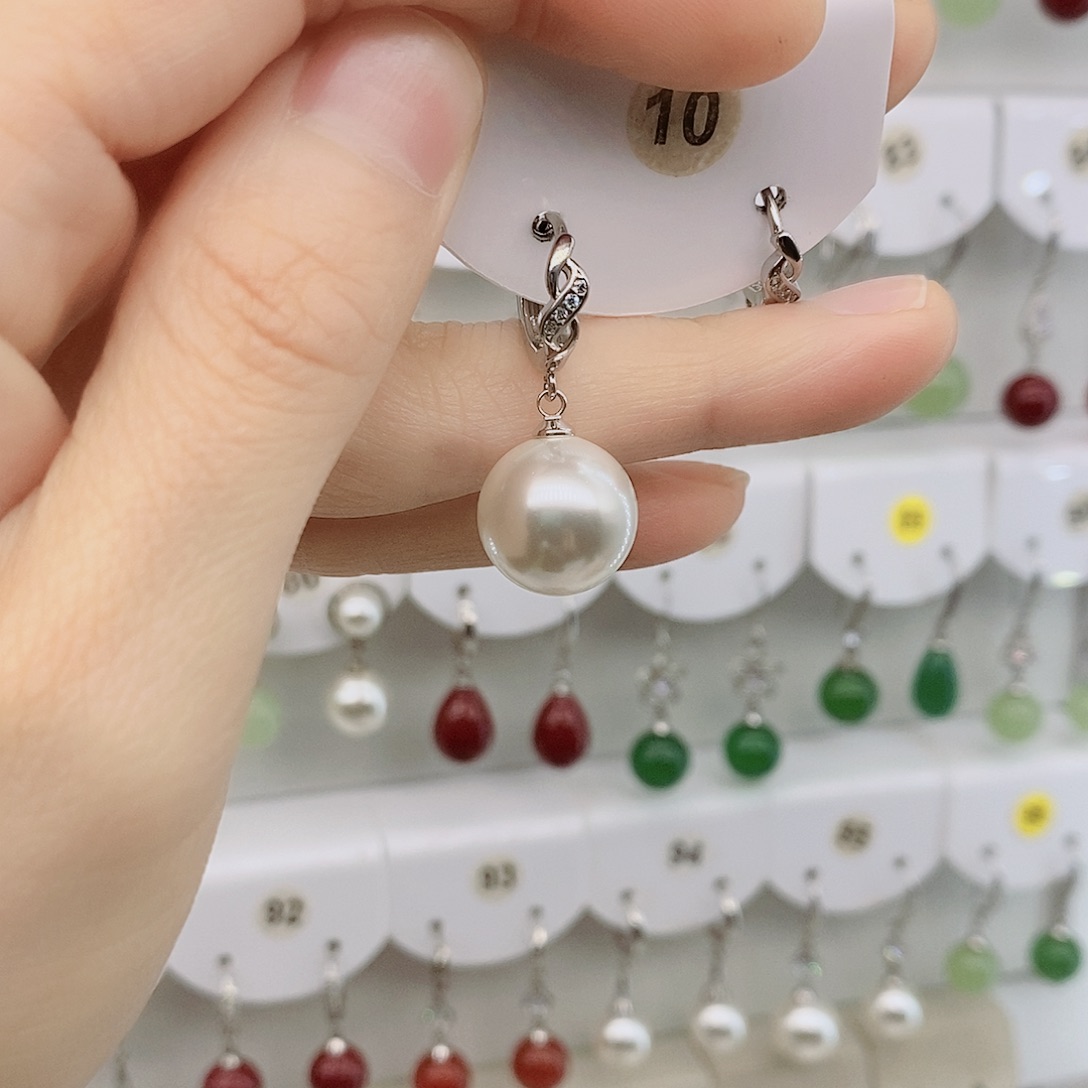 925银14毫米白貝珠