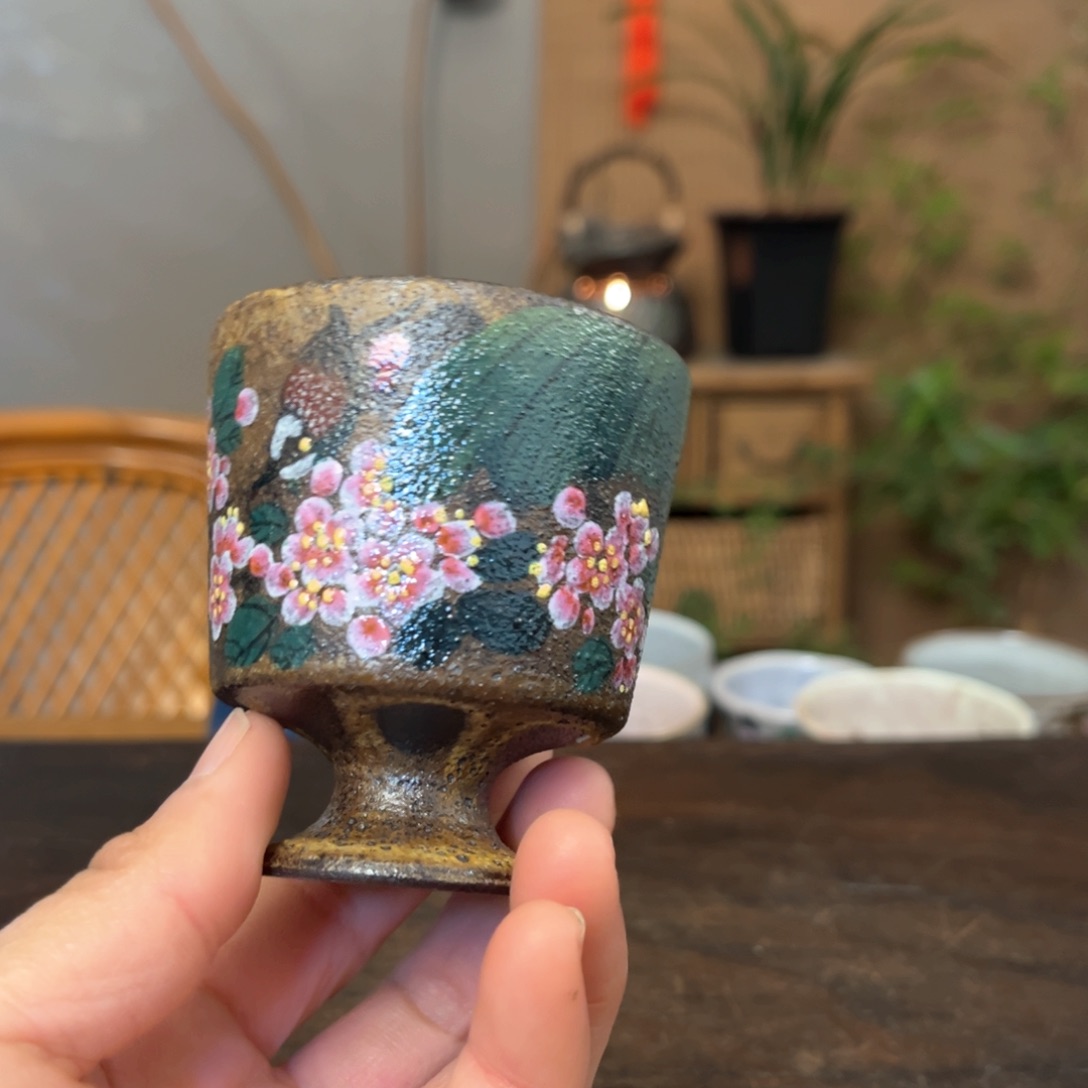杯景德镇柴烧手绘杯