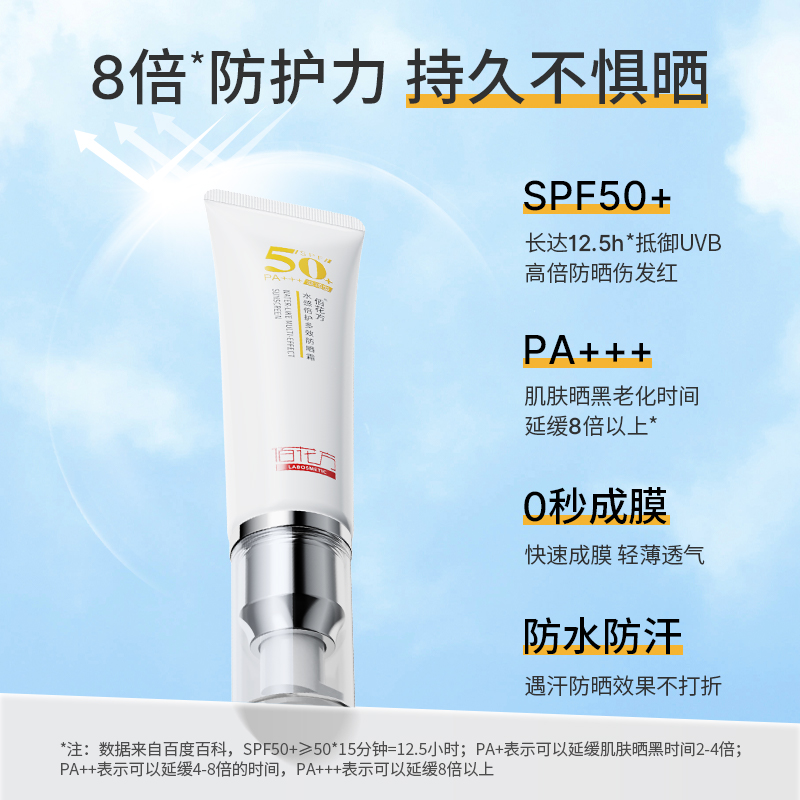 【福利秒杀】佰花方水感倍护防晒霜滋润型轻薄水润SPF50+PA+++
