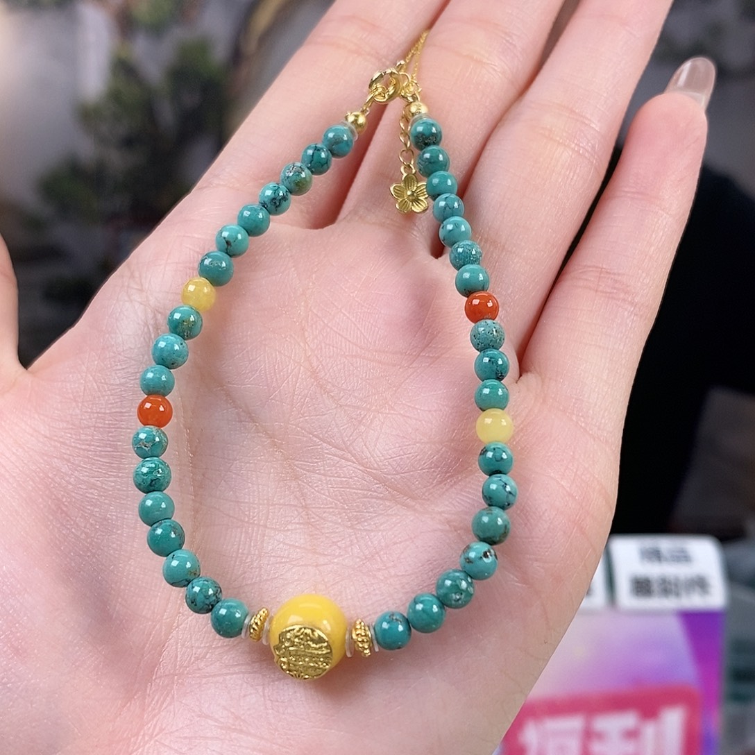 绿松石银S925镀金镶嵌珠宝奇石