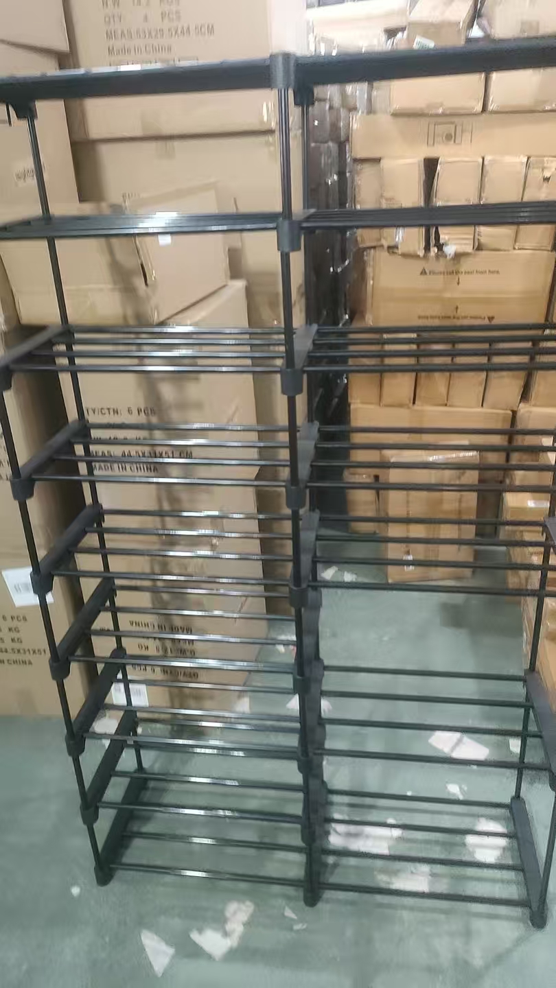 黑色带挂钩置物架收纳架发1盒需组装