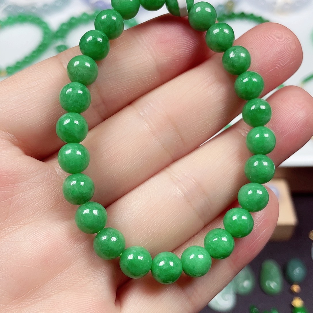 翡翠未镶嵌手链天然缅甸翡翠A卡7.2