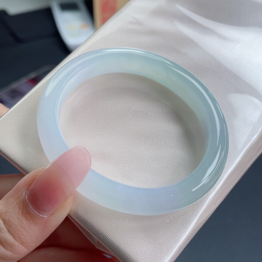 未镶嵌手镯翡翠52.7贵妃 粉椿色系 温柔似水 捡漏53号