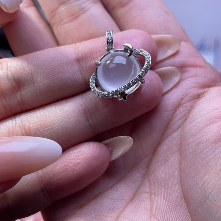 石英质玉银S925镶嵌颈饰