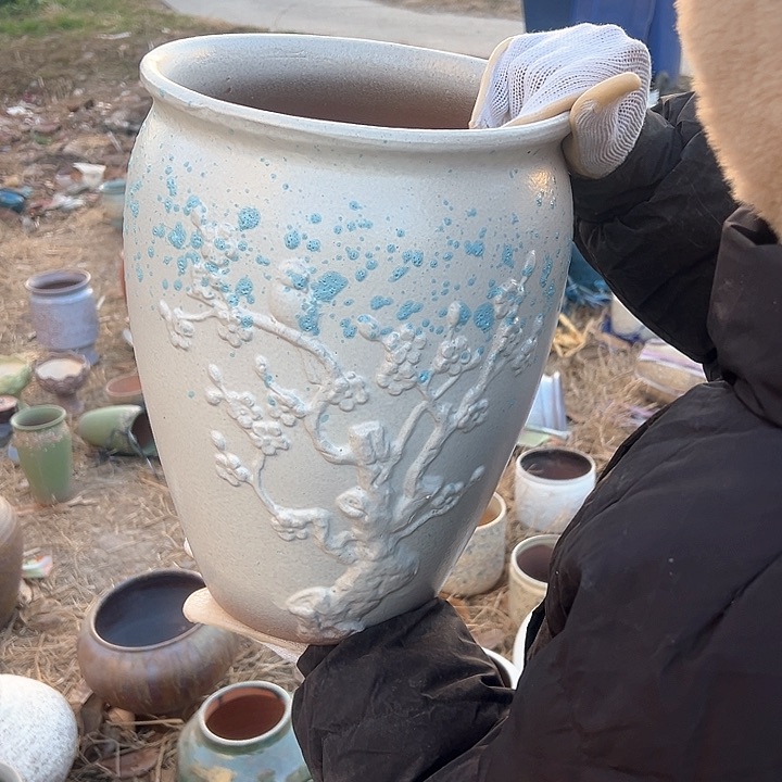 紫砂花盆高度35口25         
