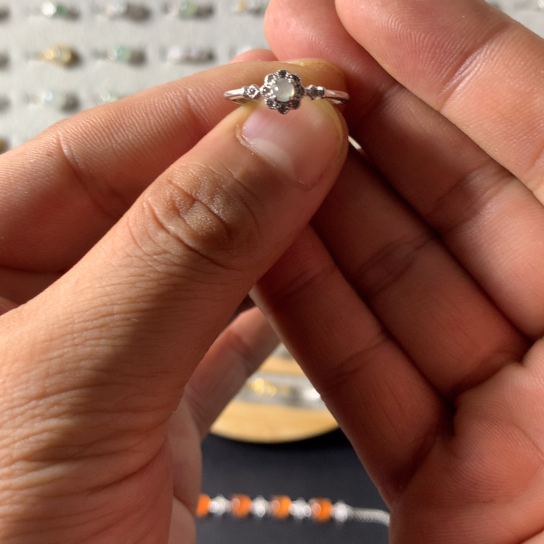 无***怖翡翠银S925镶嵌戒指248