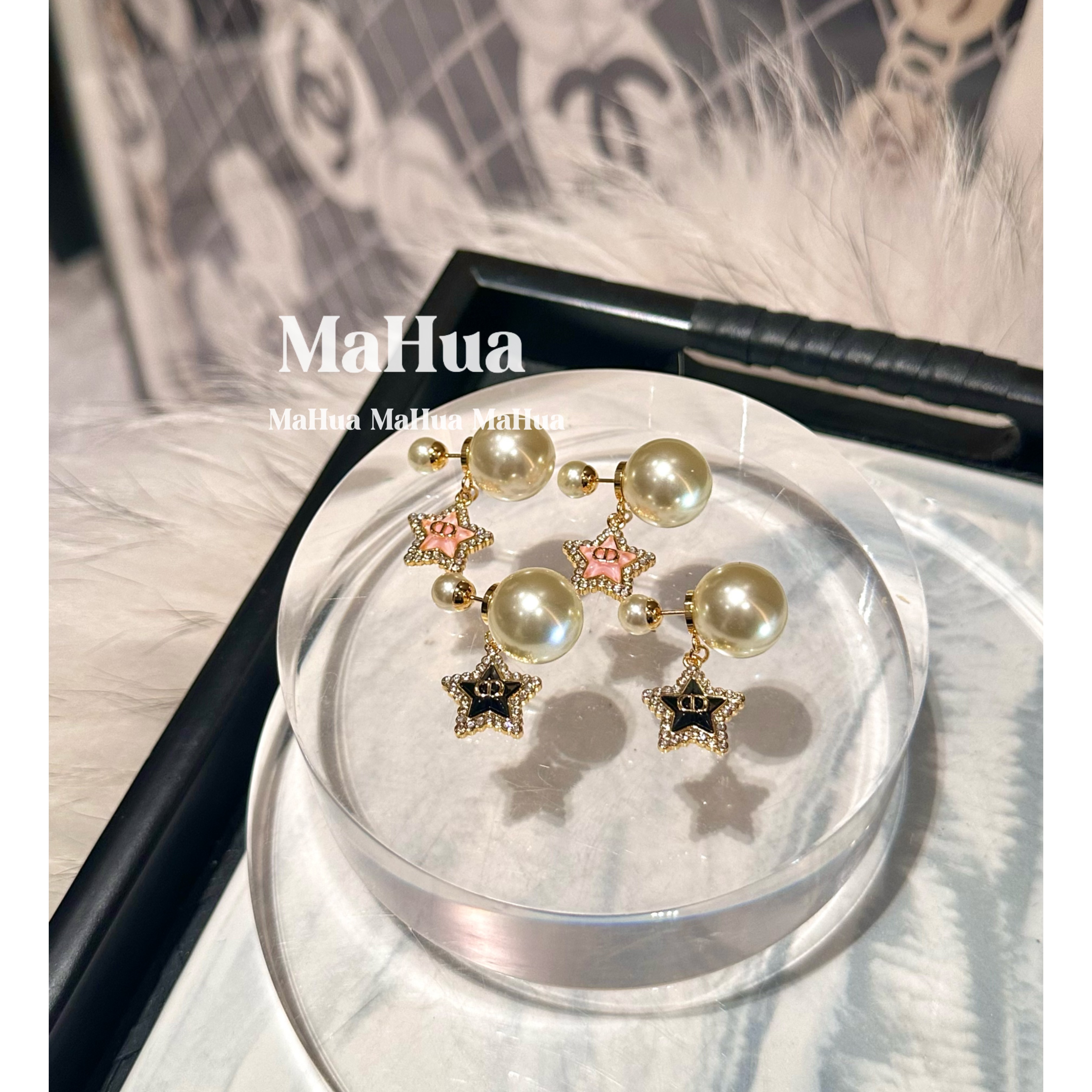 铜合金仿珍珠耳饰 P2099 五角星贝珠耳环