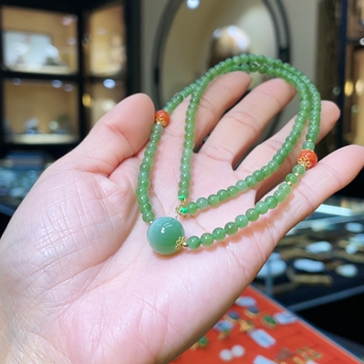 【闪购商品】和田玉颈饰18K金镶嵌锁骨链