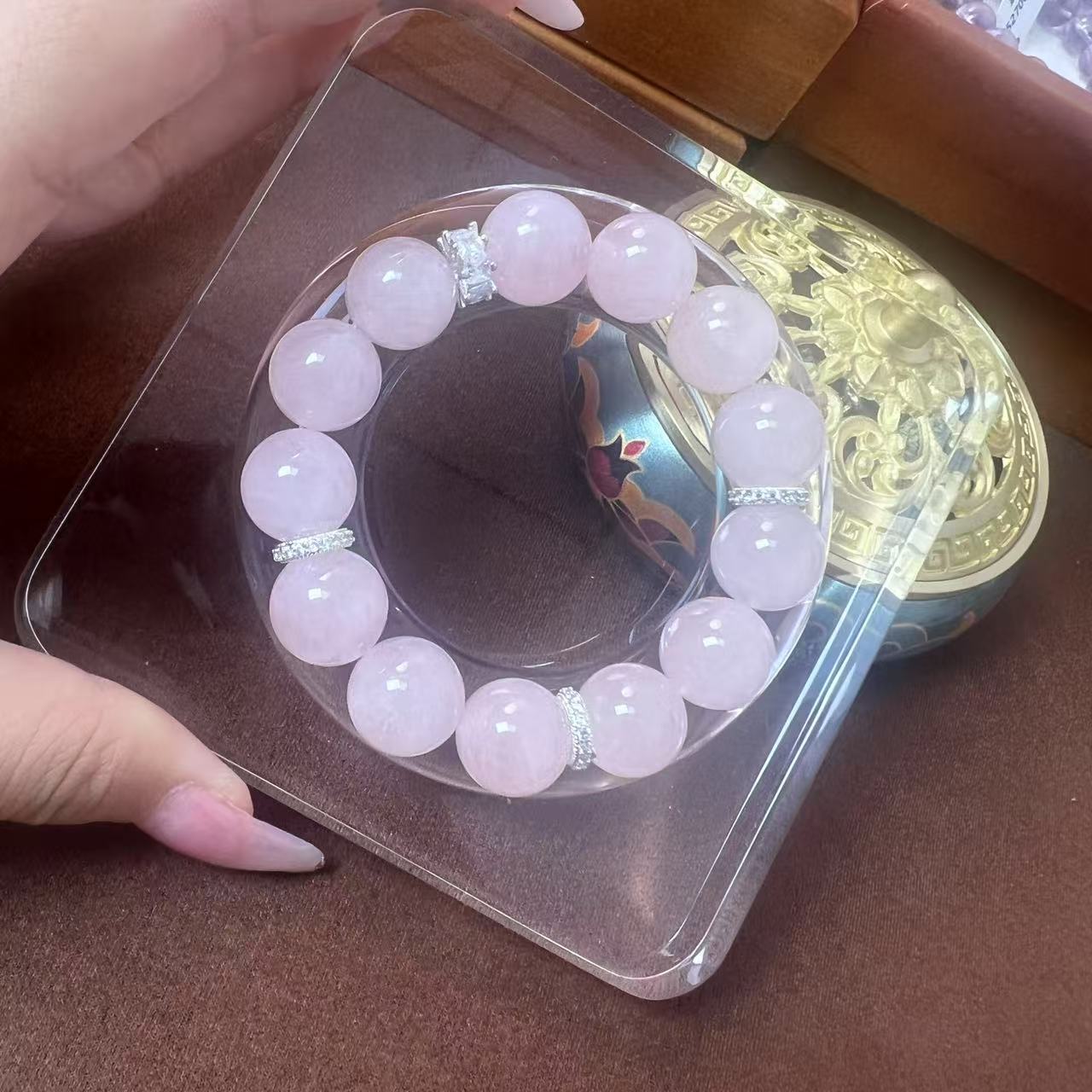 粉水晶13M手链天然水晶