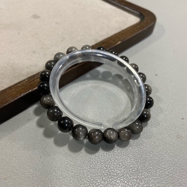 K284银曜石圆珠卡0.8单圈黑曜石手串