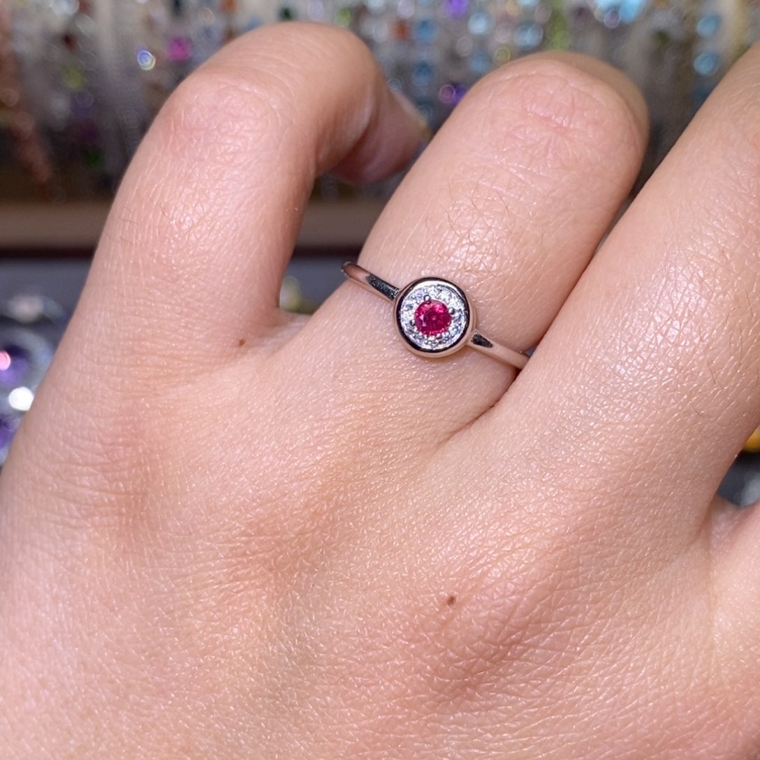 红宝石戒指银S925镶嵌