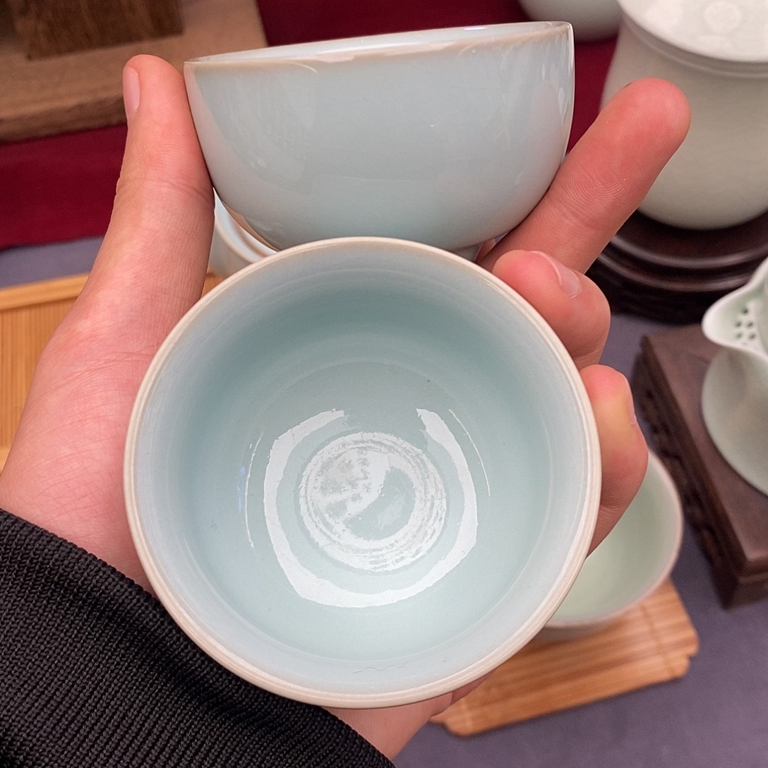 直播福利天青色禅定杯一对
