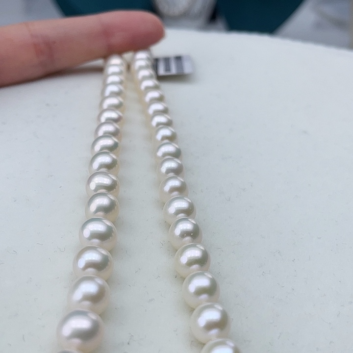 淡水珍珠颈饰银S925镶嵌卡8极光天女粉高品