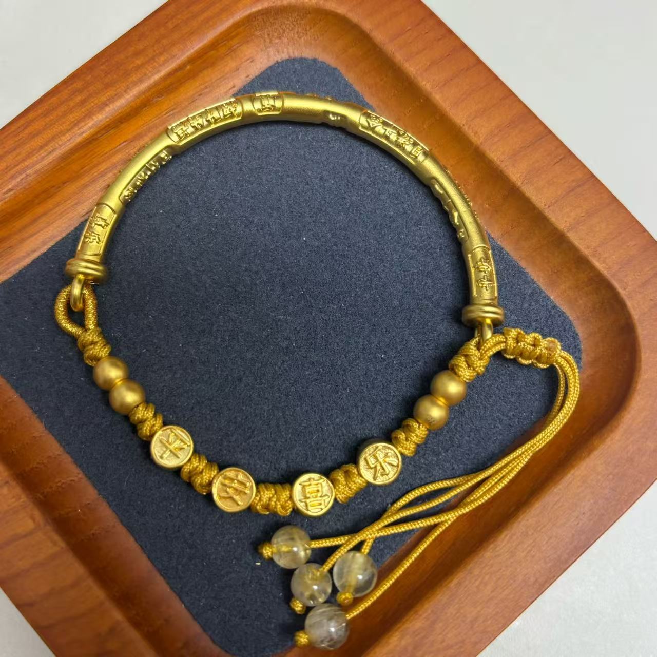 金福楼足金999吉言半镯 平安喜乐WH1394  配件