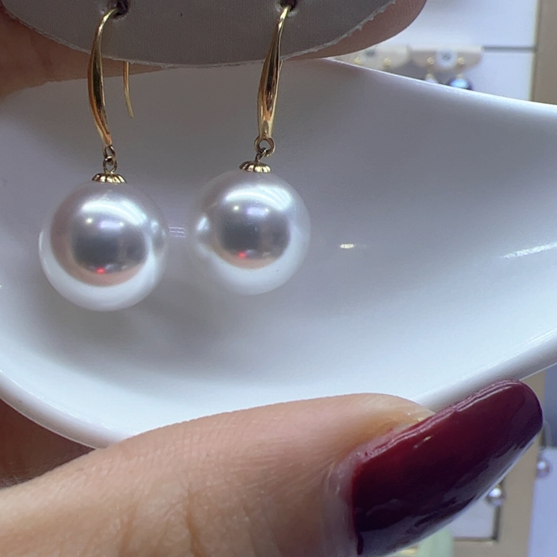 淡水珍珠耳饰18K金镶嵌