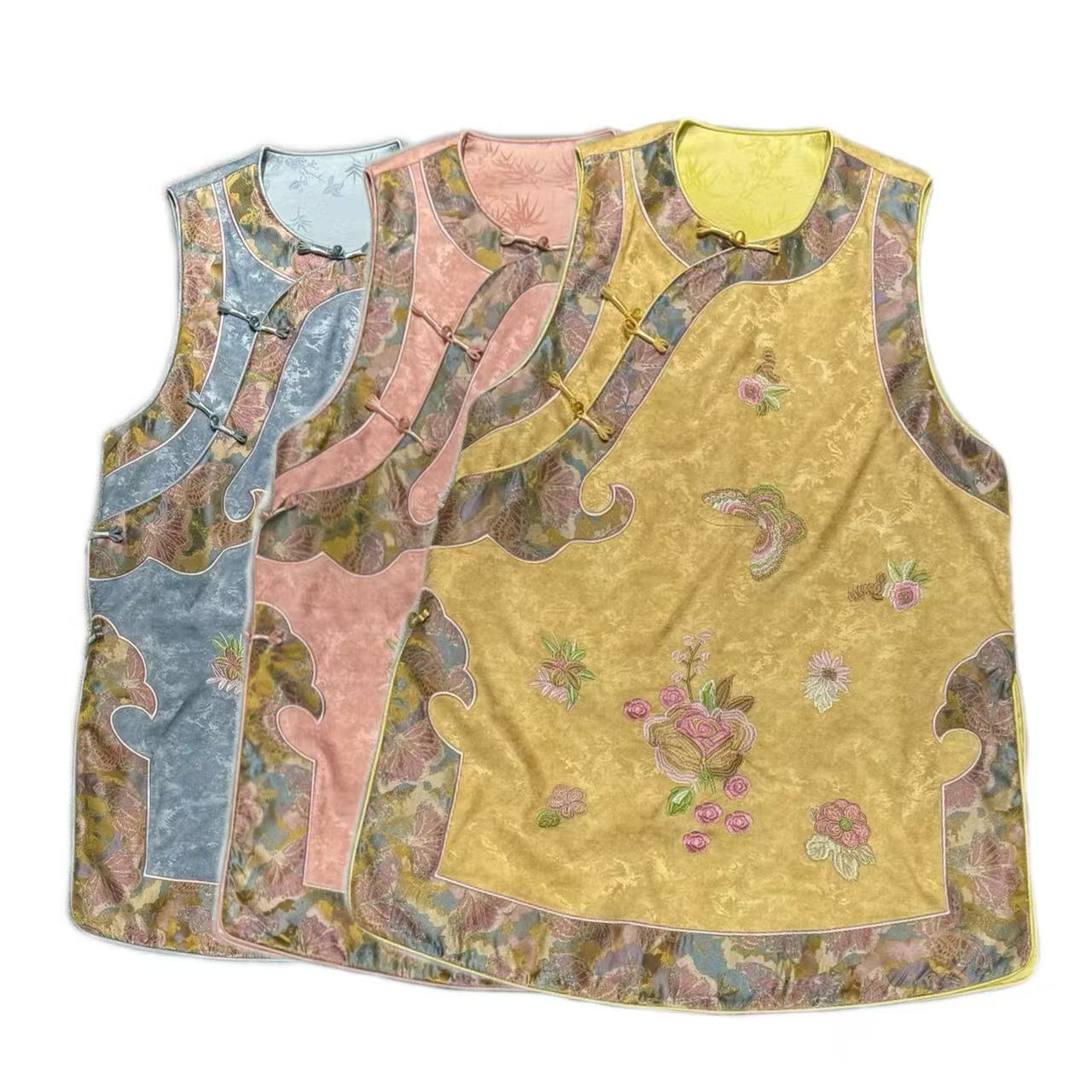 28698/#新款冬季新中式国风马甲《周庄梦蝶》无袖国潮风刺绣宽松女