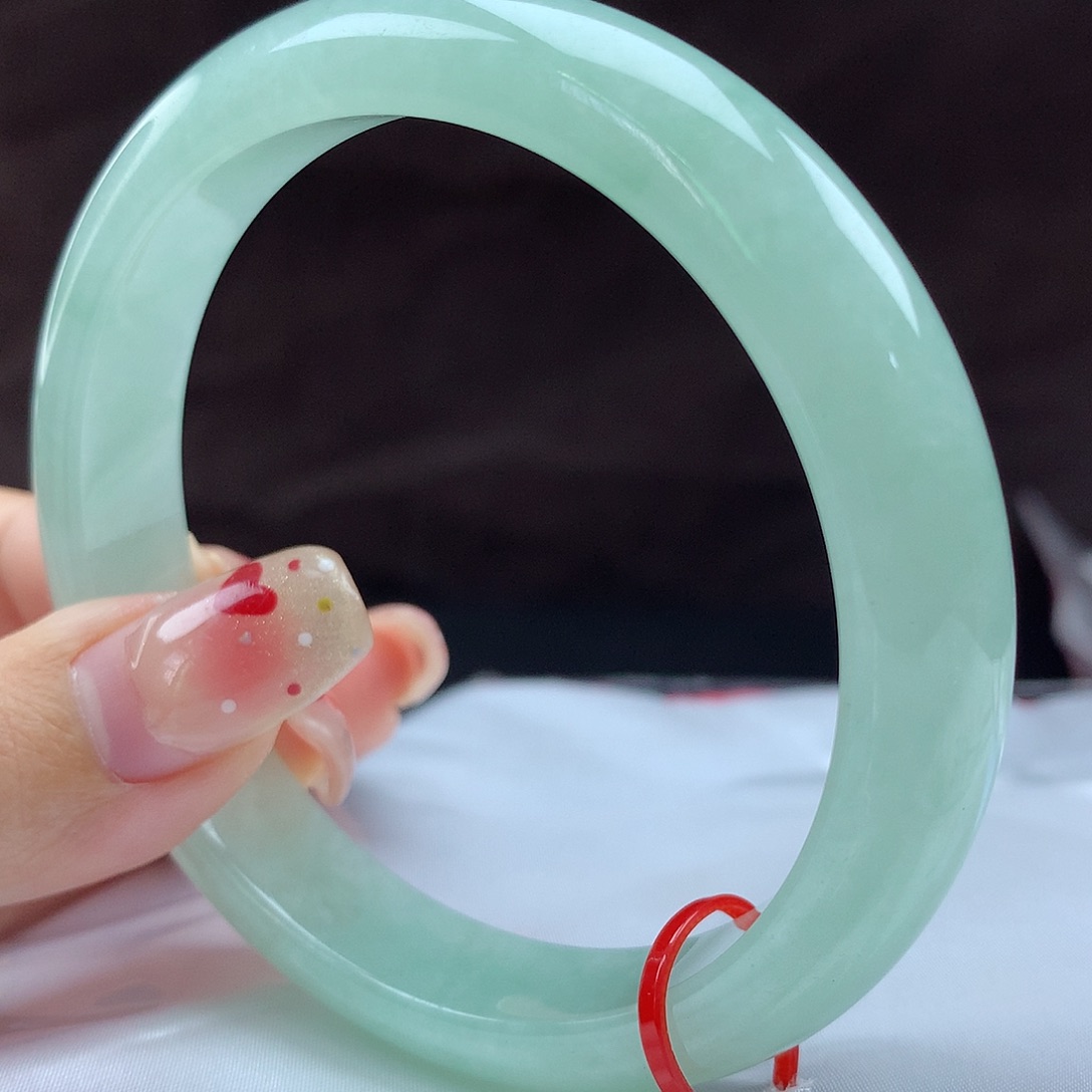 翡翠未镶嵌手镯23339，62圈