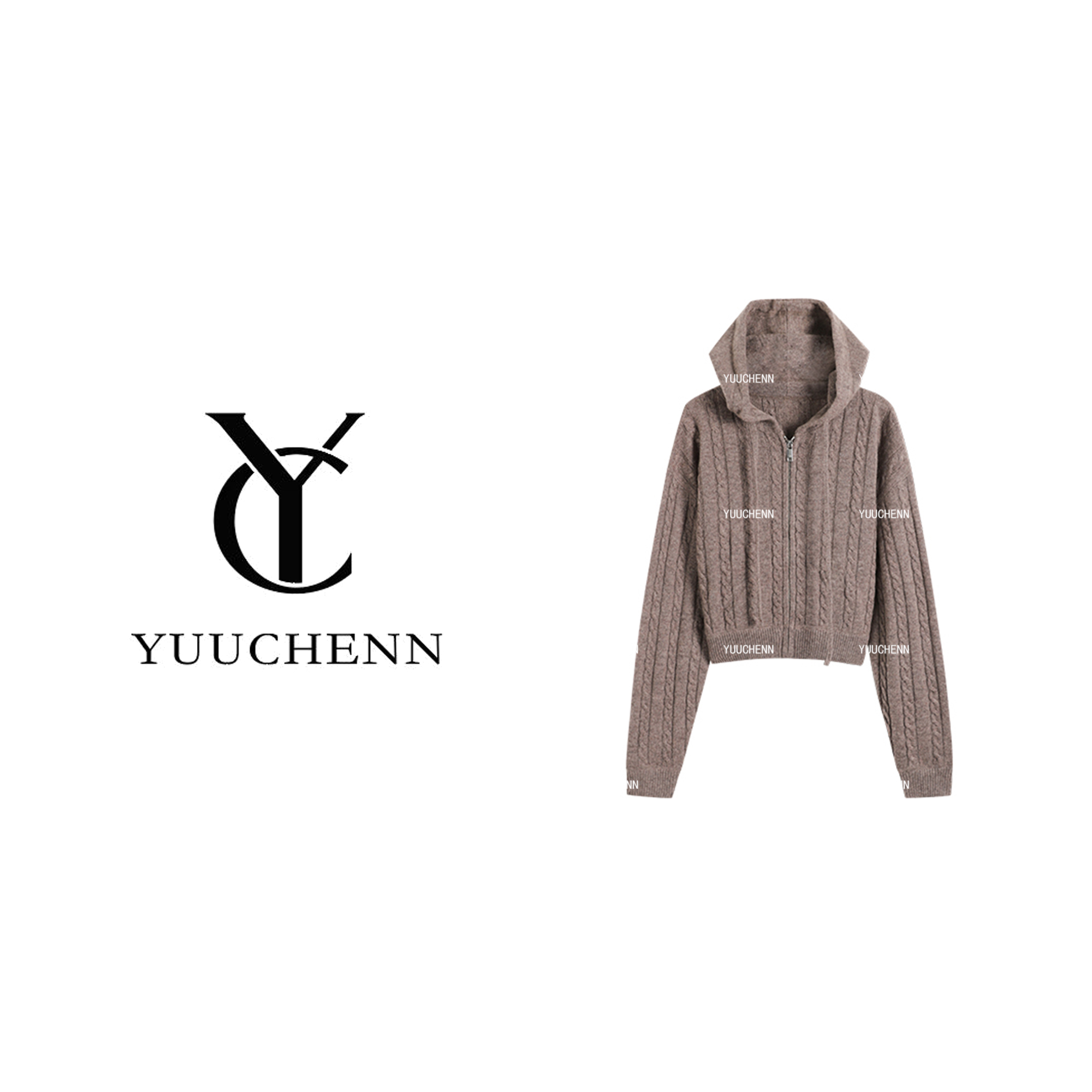 YUUCHENN 羊绒针织连帽开衫款女毛针织衫时尚针织衫23C19251