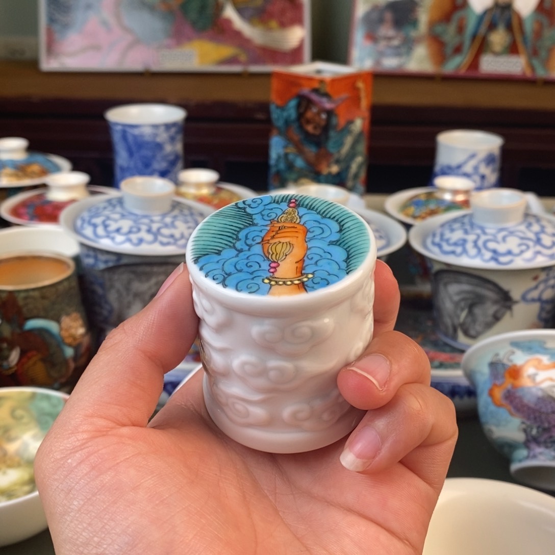 纯手工手绘墩墩盖置