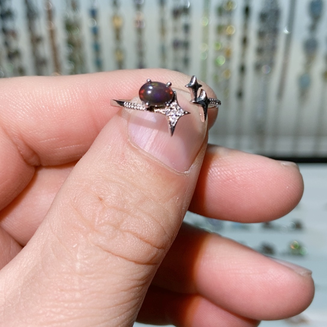 绿水晶戒指银S925镶嵌