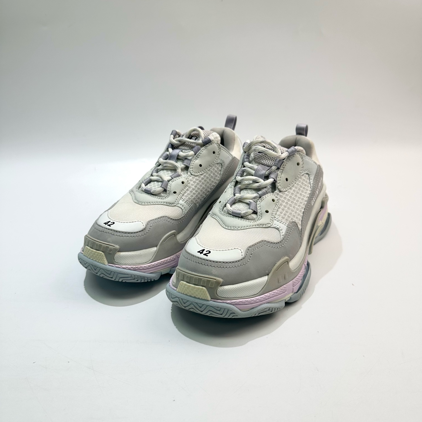 99新 Balenciaga/巴黎世家 42码 灰白Triple S老爹鞋 SY0911