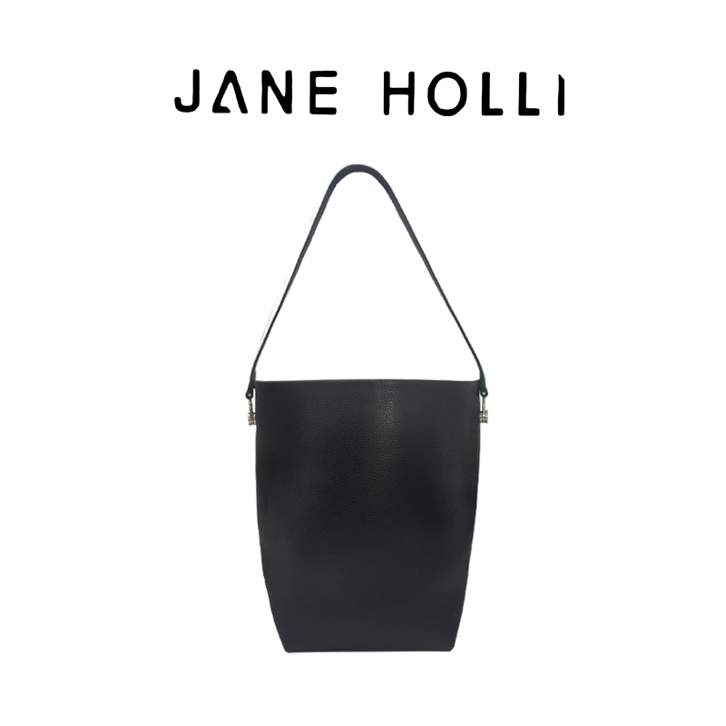 【JANE HOLLI】中号水桶时尚潮流腋下手提通勤复古女士真皮进口包包