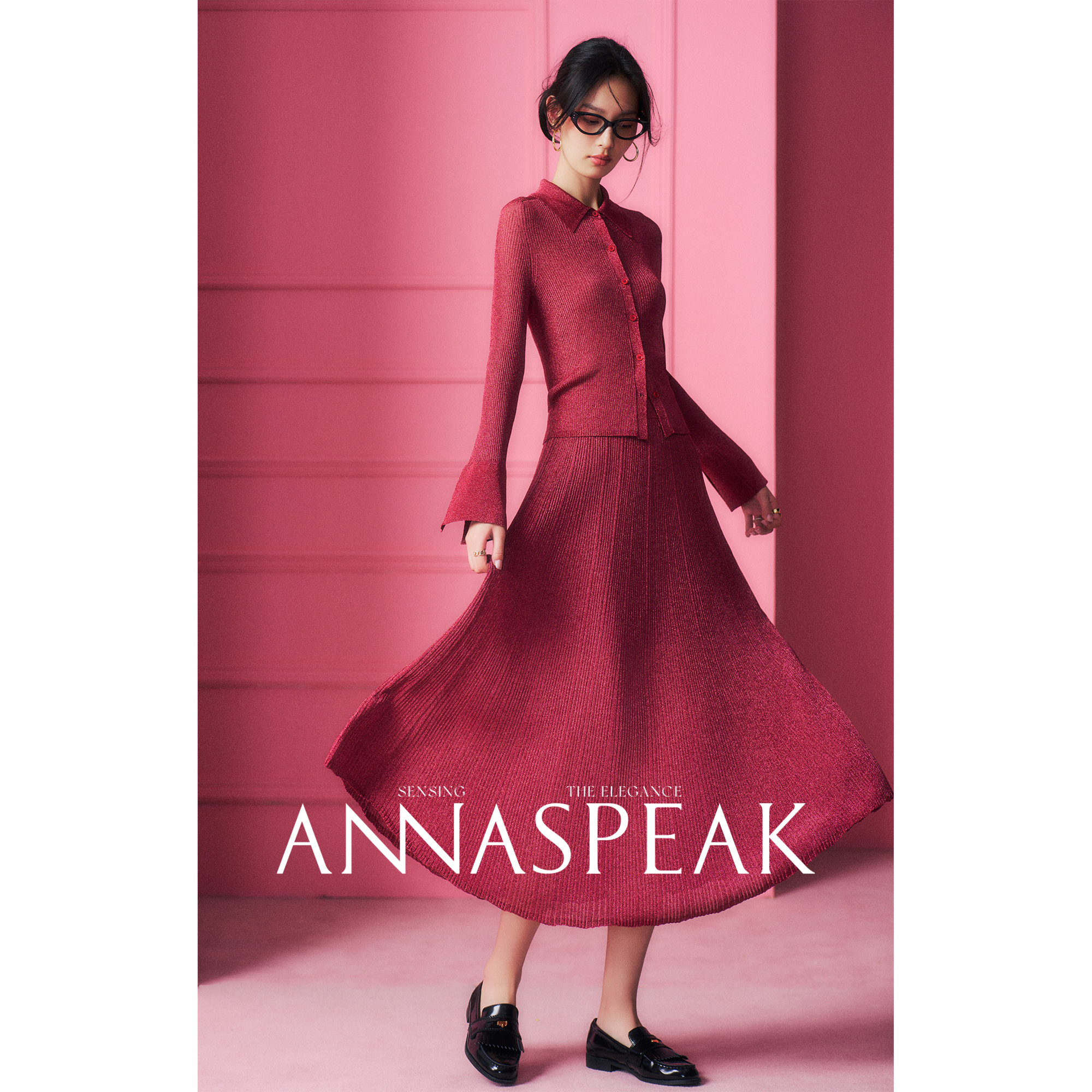 ANNASPEAK云端 意大利进口QuietLuxury亲肤金银丝智性针织开衫女