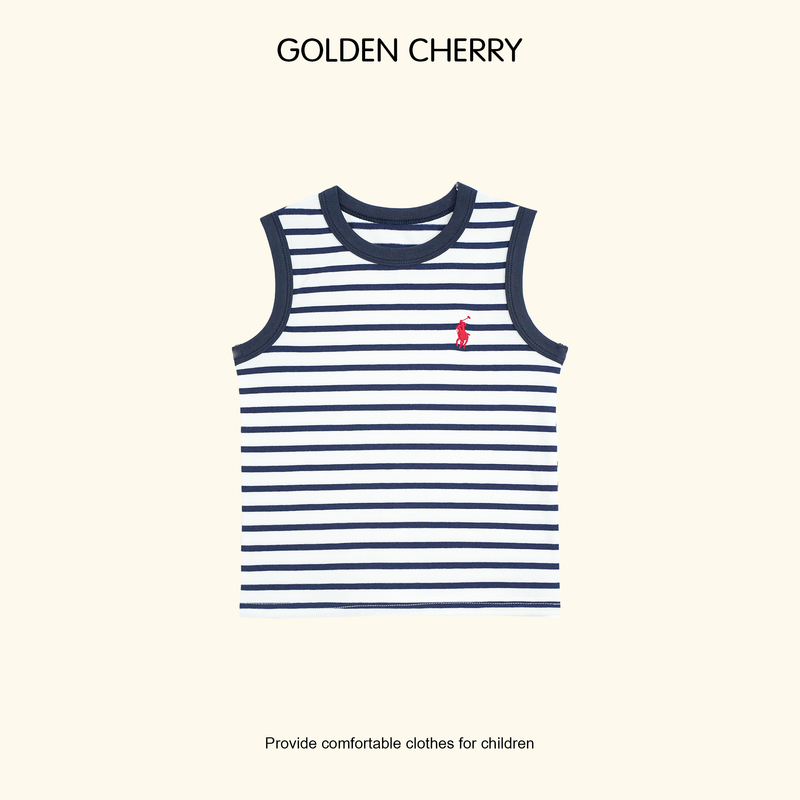 【金樱桃Golden cherry】小童骑手刺绣条纹无袖背心283173