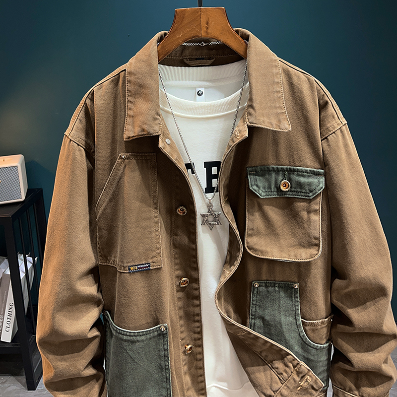 [秋季新品]-男女同款耐磨美式牛仔夹克潮流时尚百搭夹克外套6065