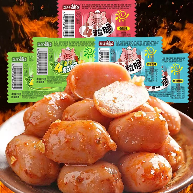 A盐津铺子四粒肠脆骨小香肠鸡肉肠小肉枣肉类火腿肠休闲零食泡面