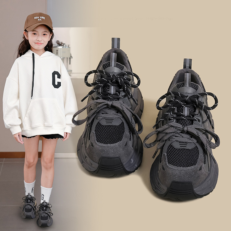女童运动鞋2025秋冬新款中大童软底老爹鞋爆款儿童鞋子加绒跑步鞋