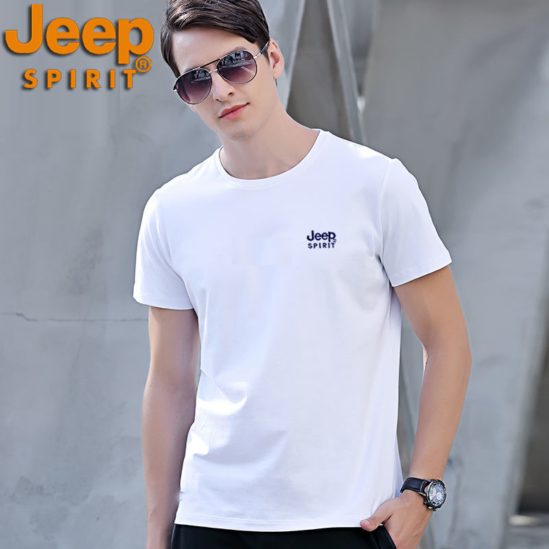 JEEPSPIRITt恤短袖男圆领重磅纯棉休闲大码男装上衣半袖打底衫潮