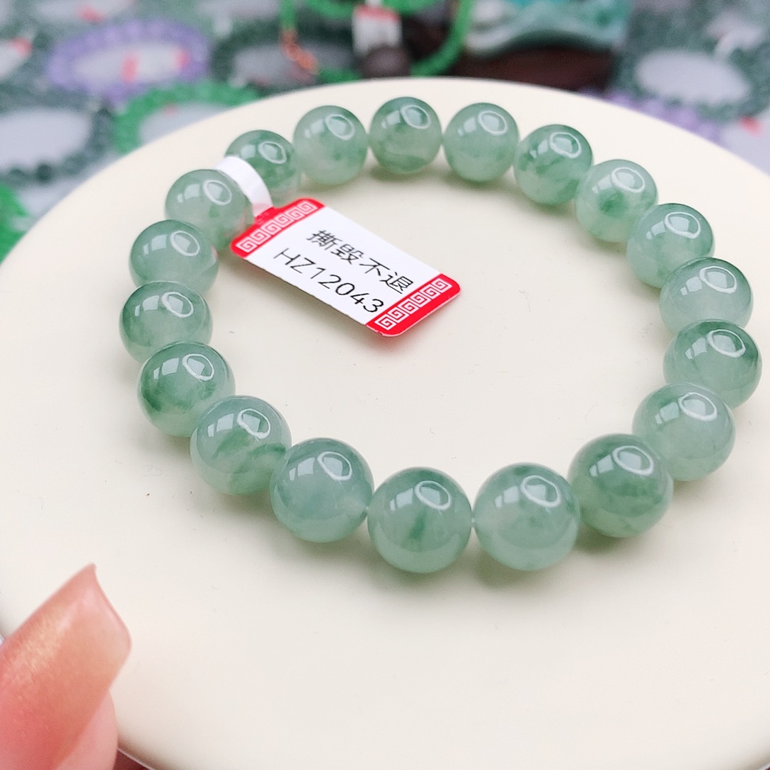 岩***竹未镶嵌手链翡翠翡翠10mm
