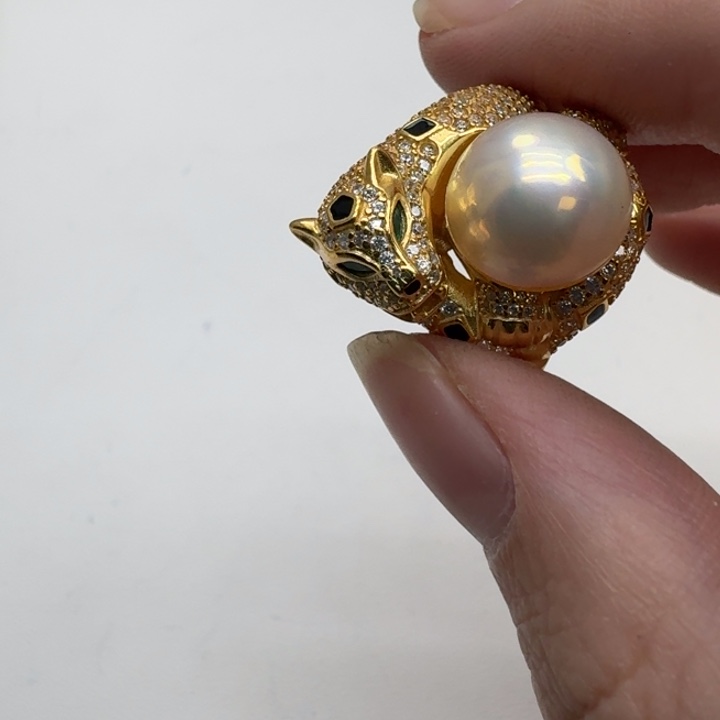 银S925镶嵌拼合珍珠（马贝珠）戒圈