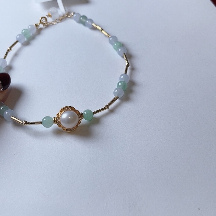 翡翠手链18K金镶嵌手链