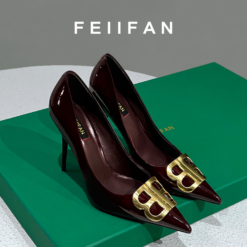 红色高跟鞋2025春秋新款细跟高级感气质通勤尖头单鞋女7676