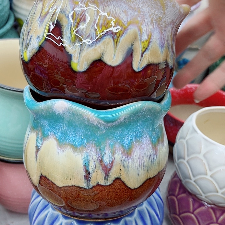 多肉绿植陶瓷花盆9.9包邮，有孔