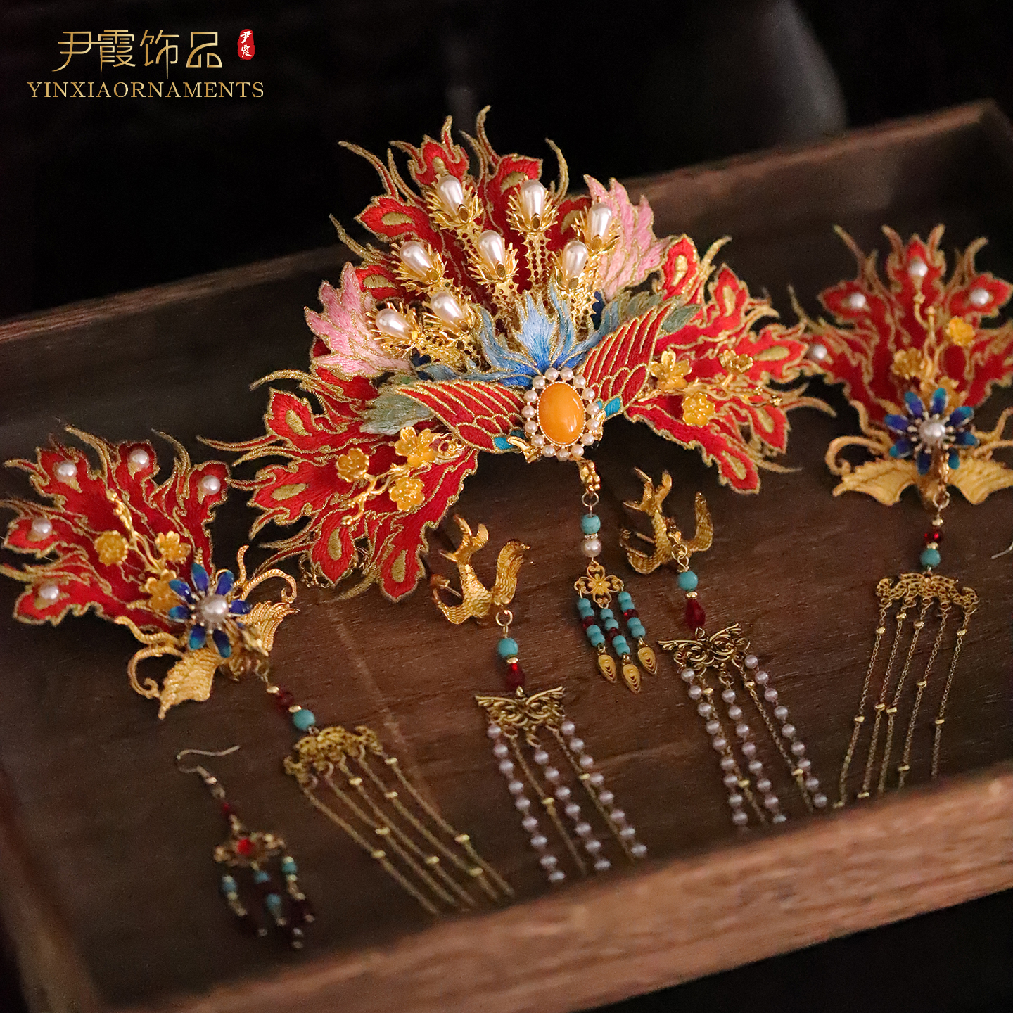 苏绣新娘秀禾头饰汉服发饰中式古装古风配饰中式婚礼发冠YX023