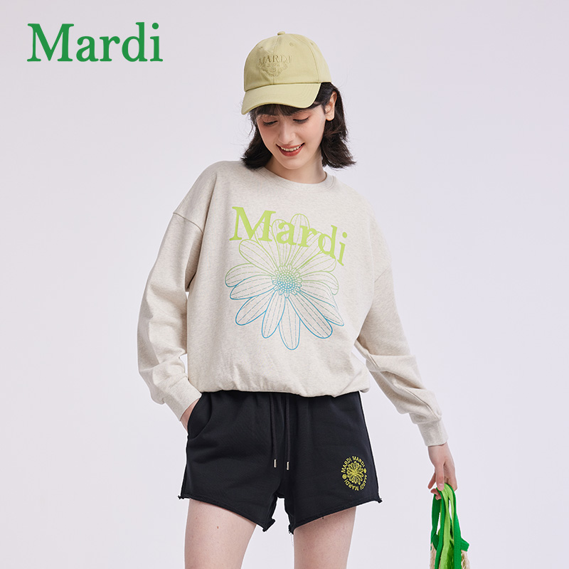 MARDI秋冬小雏菊印花圆领宽松休闲插肩卫衣长袖百搭MWY2512031